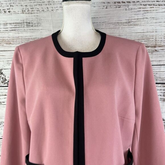 Nine West Blazer Jacket Mauve Pink Black Open Front Career Professional Church - Picture 5 of 10